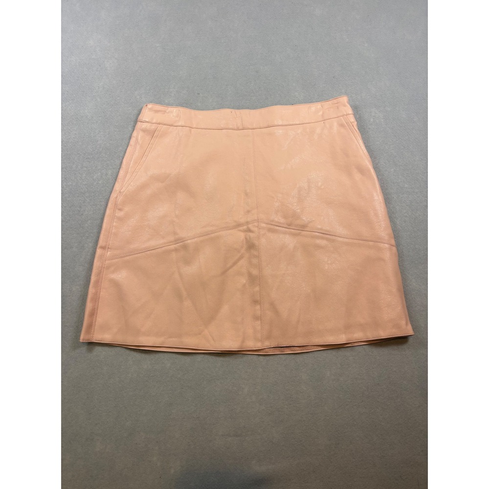 Lulus Peach Pink Vegan Leather Mini Skirt A-Line High Waisted Size Small